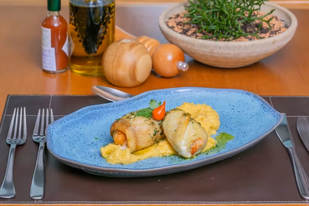 File de peixe a role no azeite trufado